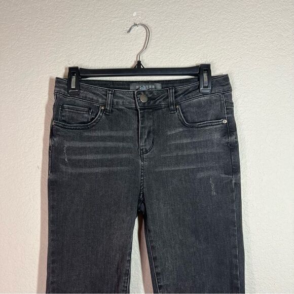 Harper Black Distress Midi Embellished Ankle Skinny Jeans Women's Size 28 Fringe - Picture 2 of 9